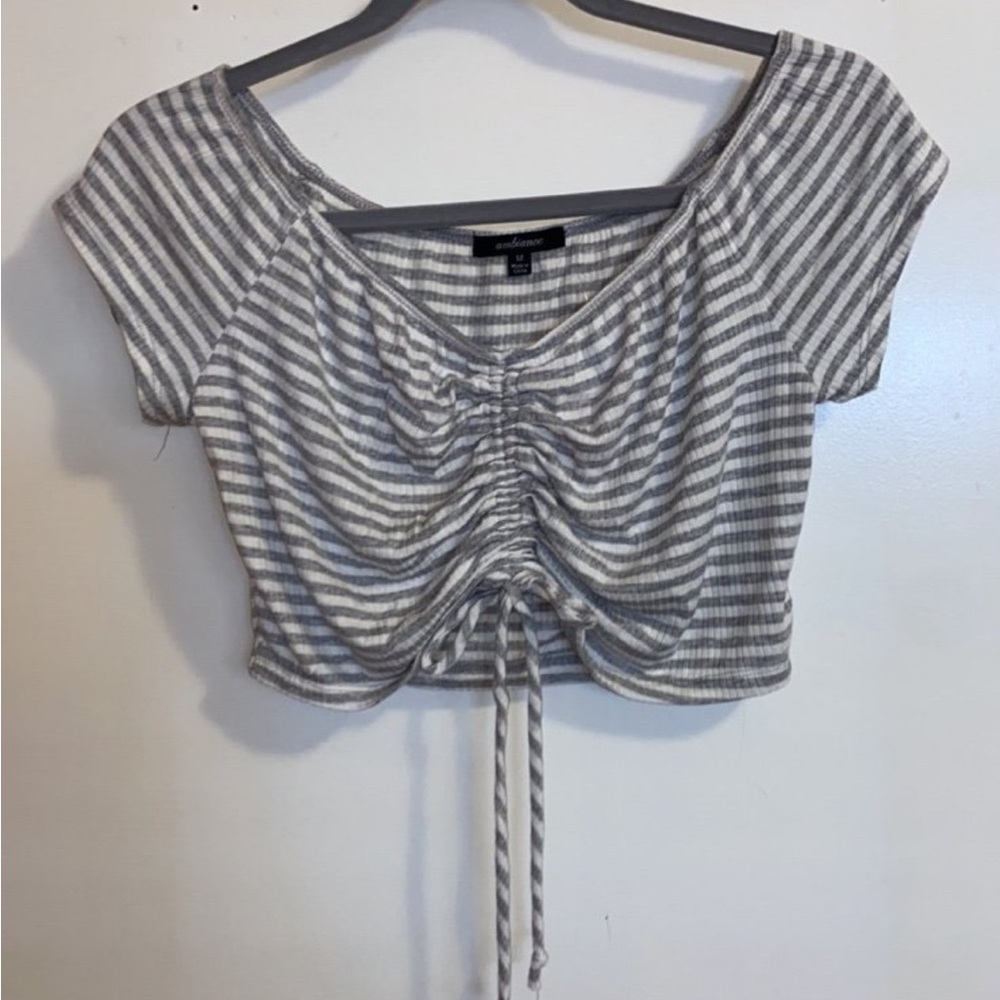 Gray Striped Top